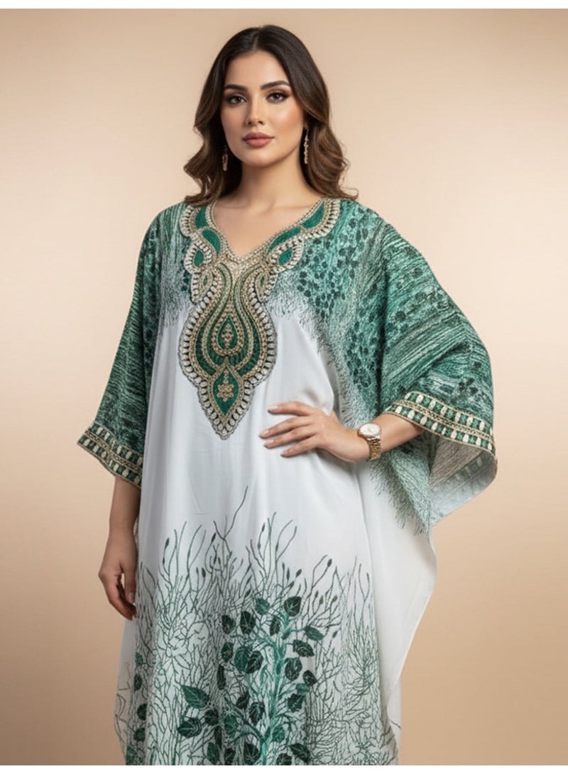 الايا كفتان شيفون مطرز يدوياً بشيكانكاري - Image 3